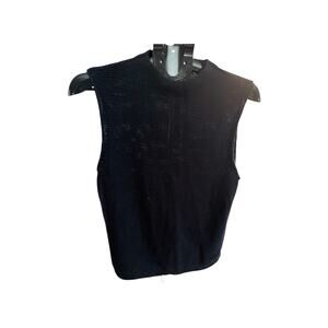 Crossroads Black Sleeveless Open Knit Pullover Sweater Size XL 18